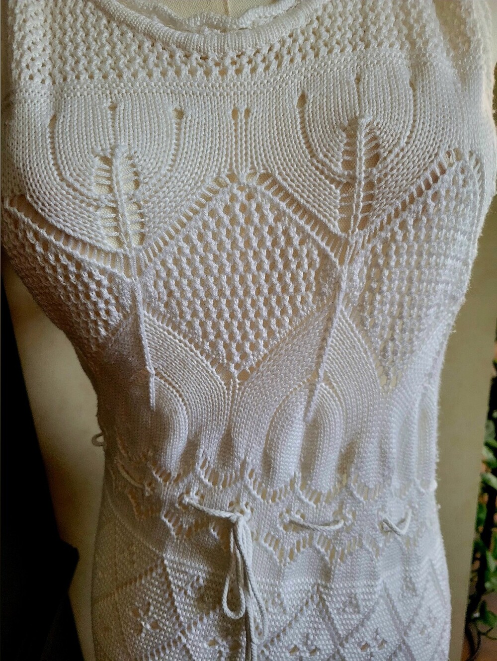 VENUS White Sleeveless Openwork Knit Tank Dress